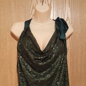 Sleeveless sequined cocktail top
